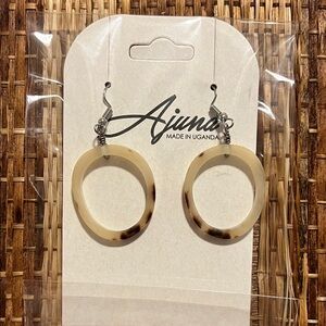 Ajuna Cream and Brown Hoop Earrings
